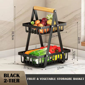 JOM23 2/3 Tier Rak Bawang Fruit Onion Portable for Kitchen Organizer Storage Fruits Vegetable Bread Snacks Basket
