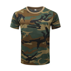 Thể thao ngoài trời Mens Breathable T Shirt Ngụy trang tốc độ khô O-Neck ngắn tay áo Top Chiến thuật quân đội ngụy trang đi bộ T-Shirt