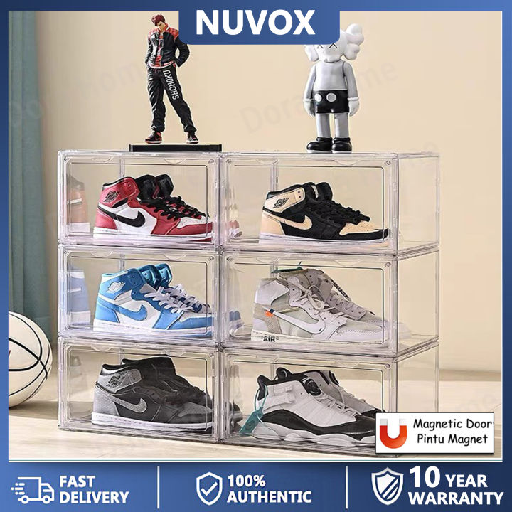 NUVOX 6PCS Magnetic Shoe Box Clear Side Shoe Rack Organizer Sneaker ...