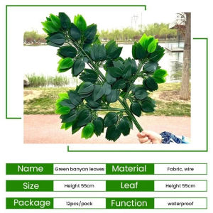12pcs Simulated Branches Mango Leaves Decorative Plants Indoor Big Trees Landscaping Landscaping Greening Plastic Leaves
