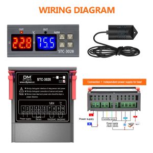 Moketa STC-3028 Termostat Hygrostat Digital Pengatur Suhu Dan Kelembaban Otomatis AC 220V 12V