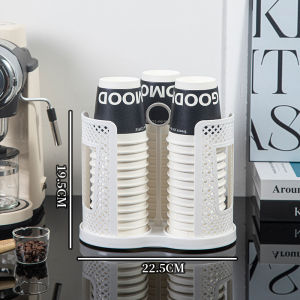 Upgrade Large Capacity Countertop Cup Dispenser 360° Rotatable 4 Compartment Disposable Cups and Lids Holder