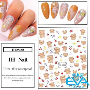 Sticker Dán Móng Tay 3D Dạng Decal Dán Chống Nước Hoạ Tiết Trái Cây Và Gấu Teddy Bear I Like Every Day QYH026