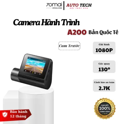 Camera hành trình lắp cho oto 70Mai A200 bản quốc tếcông nghệ siêu quay đêm độc quyền góc 130 độ full HD mắt cam trước