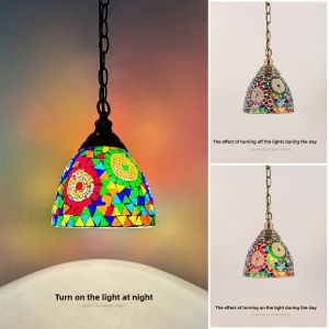 จี้โคมไฟวินเทจโมเสกตุรกีโคมไฟสไตล์อาร์ตเดคโคสไตล์โรแมนติกโคมไฟรูปแก้วโมเสก