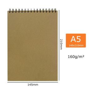 G5460 Sổ phác thảo chuyên nghiệp Giấy dày 160 GSM Máy tính xách tay xoắn ốc Nghệ thuật Đồ dùng học tập Bút chì vẽ notepad GA625