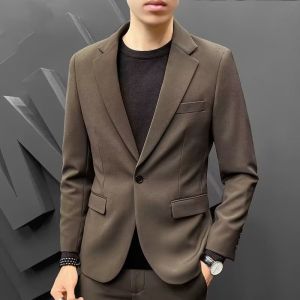 junqun เสื้อสูททรงสลิมฟิตลำลองสำหรับผู้ชาย รุ่น สไตล์เกาหลี แจ็คเก็ตสูทสำหรับงานแต่งงาน