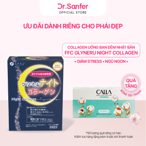Collagen Uống Buổi Tối FFC Glyneru Night Collagen Nhật Bản - Chứa GABA Ngủ Ngon Giảm Stress & Đẹp Da | Fine Japan Hộp 28 gói