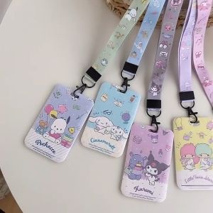 Kuromi ID Badge Holder Neck Strap Pendant Cute Girls Door Card Holders Lanyards Women Kuromi Lanyard Credential Holder Travel Luggage Tags Cute Suitcase ID Address Holder Baggage Boarding Tags Portable Label for Girls