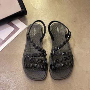 [Free Shipping] Imported WomenS Sandals New Summer Style Flat-Soled-Style Roman Sandals Super Soft Suitable For Outdoor Wear With A Single-Strap Design Black