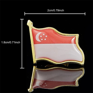 Singapore Flag Metal Lapel Pin Badge | National Day Souvenir Enamel Brooch Gift Singapore Flag Badge