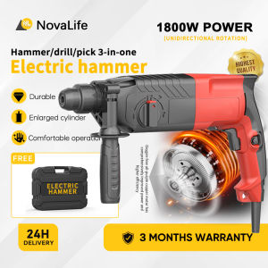 Electric Rotary Hammer 1800W Rotary Hammer Drill Chipping Gun Chipping Hammer 3 Mode Heavy Duty High Power Professional Demolition Concrete Chipping Gun Demolition Hammer Tool