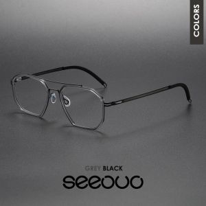 Seeouo Frame Kacamata Plano Lens Aviator Sylish Titanium Light Frame High Quality Fashion Pria Wanita Ringan Bisa Minus Antiradiasi Blueray Bluecromic 8202316