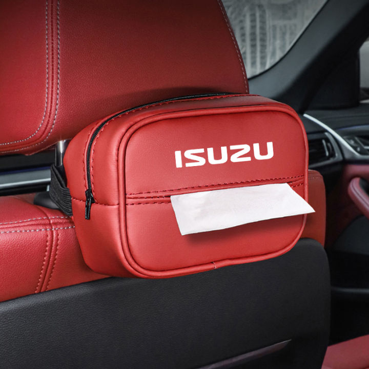 กล่องกระดาษกล่องเก็บของภายในรถยนต์ทิชชูด้านหลังเป็นหนังสำหรับ Isuzu D ...