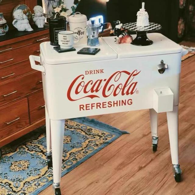 American retro cocacola trolley refrigerator ice bucket CocaCola car