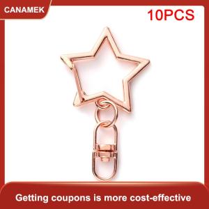 【CANAMEK 】 10pcs Star Pentagram Hollow Key Chain Key Ring DIY Accessories Lobster Clasp