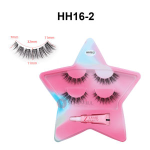 SUNYWILL 2 Pairs Fox-style Slanted Flying False Eyelashes Colorful Star Support Light European And American Natural Three-dimensional Transparent Stalk Eyelashes