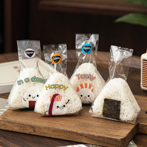 Minwen 50 100Pcs Lovely Cartoon Triangle Rice Ball Packing Bag Seaweed Onigiri Sushi Bento Making Mold Bento Accessories Sushi Bags