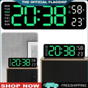 【New Arrival】 Digital Alarm Clock LED Desk Alarm Clock Large Number Display USB Charging Electronic Wall Clock Temperature/Date Dual Alarm Clock Multifunctional for Bedroom
