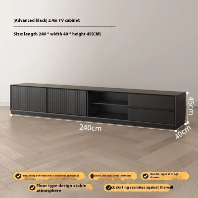 [Cozy ]Solid Wood TV Cabinet and Coffee Table Combination Modern Multifunctional TV Console Floor to Cabinet Luxury Black