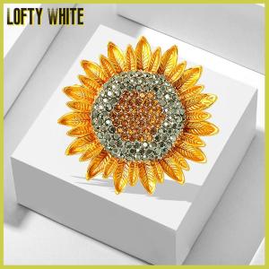 Lofty White เข็มกลัดดอกไม้จากดอกทานตะวันสำหรับผู้หญิงเข็มกลัดติดปาร์ตี้งานแต่งงานแบบวินเทจของขวัญ