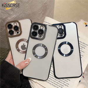 【With Lens Film】KISSCASE For iPhone 14 Pro Max Angel Eye Electroplating Logo Display CD Pattern Transparent Electroplating Frame Mobile Phone Case For 12 11 13 Comes With Lens Film Case