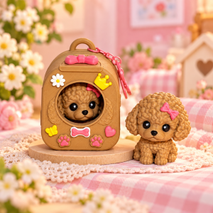 Backpack Buddies Collectibles – Teacup Poodles | Cute 3D Printed Poodle in Mini Backpack Carrier Keychain | Bag Charm & Gift