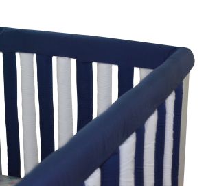 Wonder Bumpers - 1pc Reversible Cotton Navy & Red Teething Guard 30"x12"