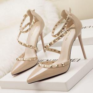 Summer Sandals Women Thin heel High Heels Pointed Toe Rivets Single Shoes Ladies High Heels Sandals