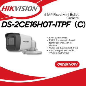 HIKVISION 5MP Audio Mini Bullet Camera HD Night Vision Security Cam - DS-2CE16H0T-ITPF/ITPFS