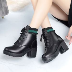 Ladies Fashionable Thick Heel Boots Autumn Winter New Style High Heels