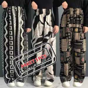 Paket Hemat 3pcs Random Celana Kulot Rayon Hommy Premium wanita terbaru Adem Dan lembut