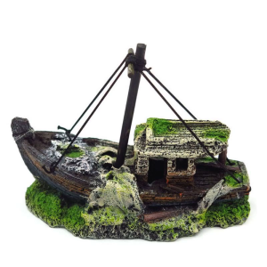 Aquarium Sunken Ship Decorations Resin Ship Cave Fish for Tank Ornaments Betta for Tank Accessories Hideout for Hermit C