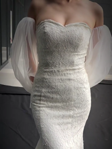 Wedding Detachable Puff Sleeves White Removable Long Handmade Bridal Arm Sleeves Cover Elegant Wedding Accessories