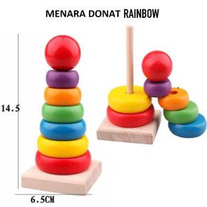 Mainan Edukasi Kenal Warna Anak Bayi (Menara Susun Donat Baby/Kado/Ultah/Lahiran/Bingkisan/Gift )