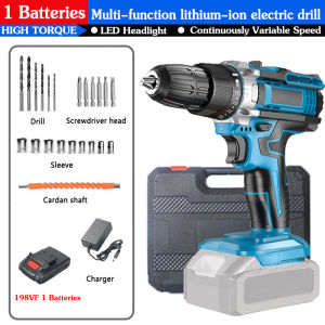398V Impact Cordless Drill Hand Drill 2 Battery 1 Charger Battery Screwdriver Set