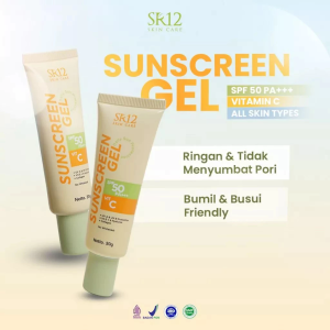 Sunscreen Gel SR12 SPF50 PA+++ With Vit.C Collagen No Whitecast Mencerahkan Melembabkan Kulit Wajah