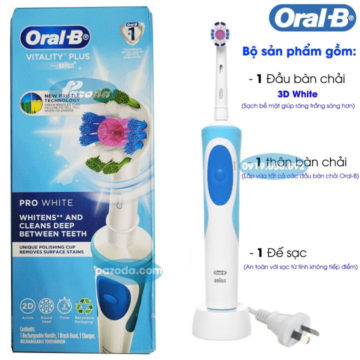 Bàn chải đánh răng điện Oral-B Vitality Pro White (Sạc điện – Braun ...