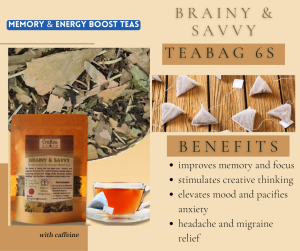 Green Tea with Ginkgo Biloba Rosemary | BRAINY AND SAVVY | Memory tea | Focus and concentration tea blend