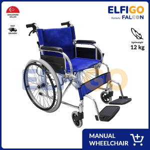 Falcon ELFIGO Lightweight Aluminium Wheelchair - Foldable Wheelchair for Elderly
