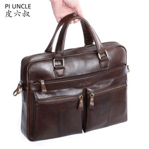 2021 Mens Vintage Briefcase Genuine Leather Messenger Bag Business Male Handbag Casual Large Shoulder Bag Vintage Messenger Bags Luxury Bolsas Bags For 14 Inch Laptop Computer Male Office Documents Pouch Travel Big Handbag Zipper