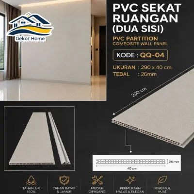 PVC SEKAT RUANGAN | PARTISI WALLPANEL PVC SEKAT RUANGAN | PARTISI WALLPANEL 40cm x 290cm | WALLBOARD PVC KISI KISI PEMBATAS RUANGAN