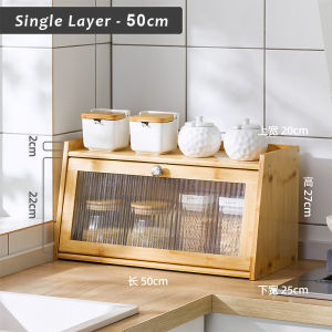 Justliving 1 cái tủ đựng đồ bằng tre đa chức năng giá lưu trữ Nhà Bếp Có Kệ cửa tủ đựng đồ nhỏ Chống bụi chống bụi giá gia vị sắp xếp gia vị đa chức năng gia dụng