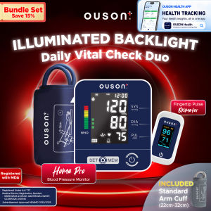 OUSON Advanced Digital Blood Pressure Monitor with Pulse Oximeter Dual Power 3.5" LCD Display - Bundle Set