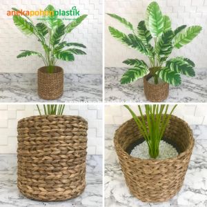 Pohon Artificial Pohon Plastik Daun Musa Florida X18 Semi Latex Cover Pot Anyaman Eceng Gondok Pajangan Dekorasi Ruangan Rumah Aesthetic