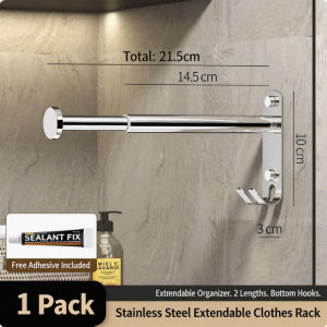 Stainless Steel Retractable Wall Mount Clothes Hanger Storage Rack No Drill Balcony Drying Organizer Rak