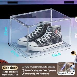 ⚡SG Delivery⚡Acrylic Display Shoe Box Side Open Clear Shoe Box Magnetic Stackable Transparent Shoe Box Organizer