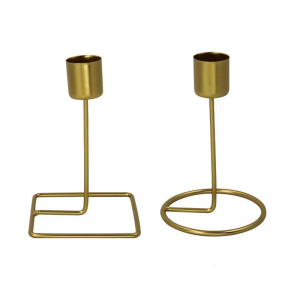 European Metal Crafts Stand with Round Base Golden Taper Holder Candlestick for Home Centerpieces Decors