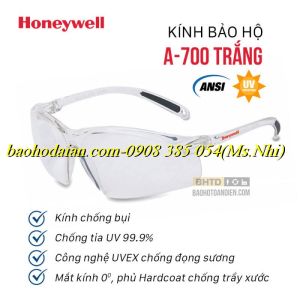 Kính bảo hộ Honeywell A700 Mắt kính chống bụi chống tia UV chống trầy xước đọng sương