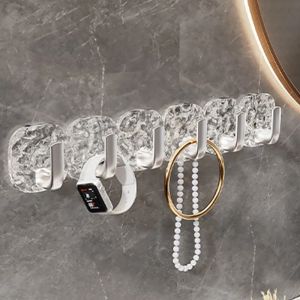 6PCS transparent silver kitchen hook no punching cabinet inside side door with key wall hanging no trace hook bathroom hook